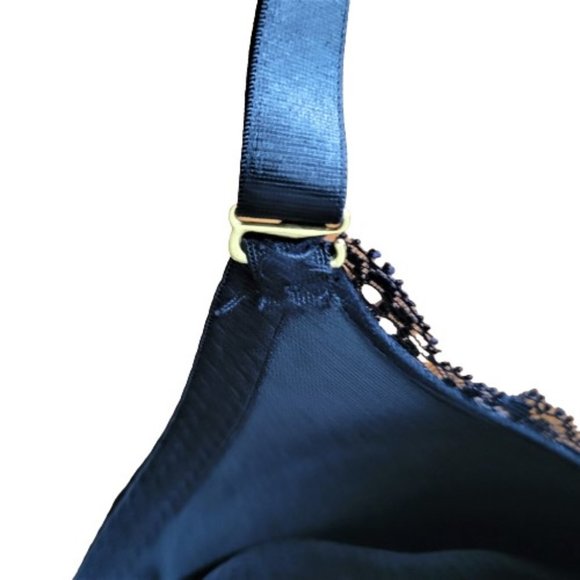 (2) 40C Lace T-shirt Bras Black & Beige Push-Up Convertible Padded Underwired - Picture 9 of 16